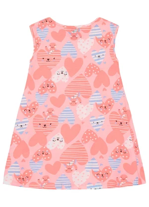 Vestido Infantil Corações sem Manga Bee Loop Rosa - BEE LOOP