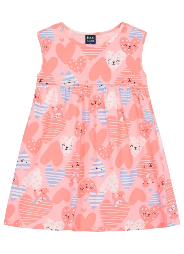 Bee Loop - Vestido Infantil Corações sem Manga Bee Loop Rosa