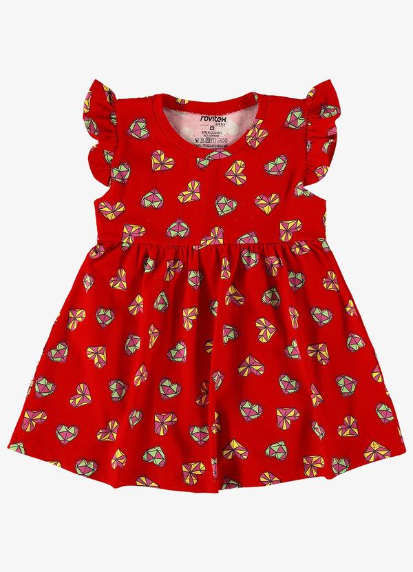 Rovi Kids - Vestido Infantil Corações Vermelho