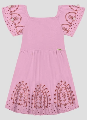Kely Kety - Vestido Infantil Cotton Bordado Rosa - KELY KETY