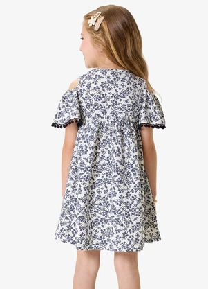 Rovi Kids - Vestido Infantil Cotton com Pompom Bege - ROVI KIDS
