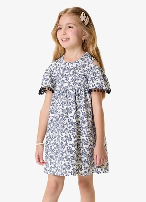 Rovi Kids - Vestido Infantil Cotton com Pompom Bege - ROVI KIDS
