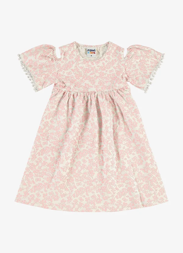 Rovi Kids - Vestido Infantil Cotton com Pompom Rosa