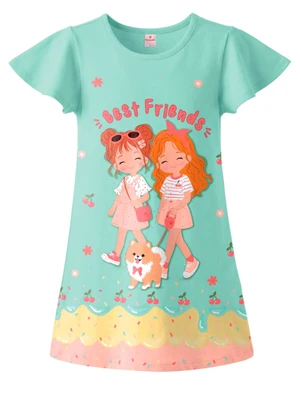 Brandili - Vestido Infantil Cotton com Strass Azul - BRANDILI