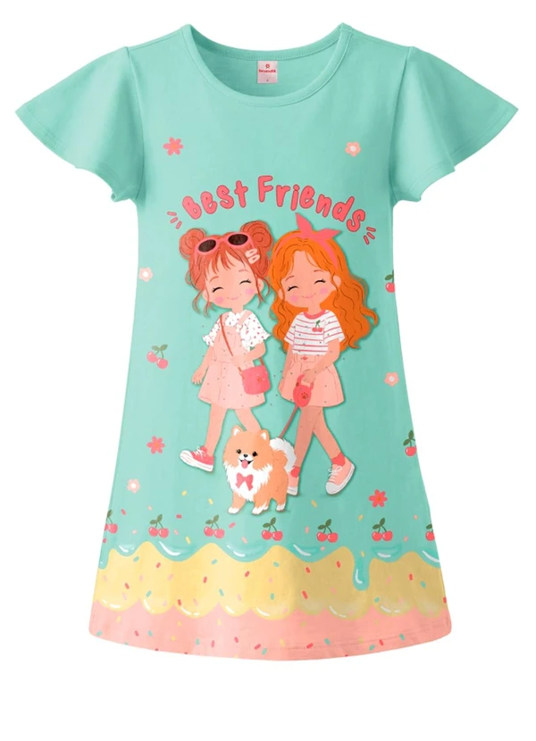 Brandili - Vestido Infantil Cotton com Strass Azul
