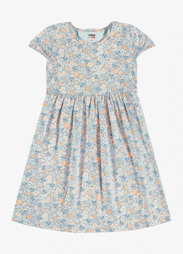 Rovi Kids - Vestido Infantil Cotton Estampa Floral Azul