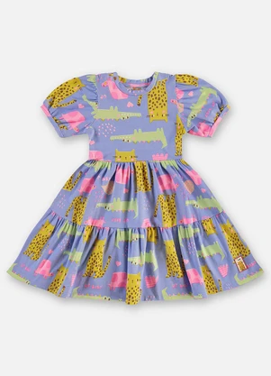 Up Baby - Vestido Infantil Cotton Estampado Azul - UP BABY