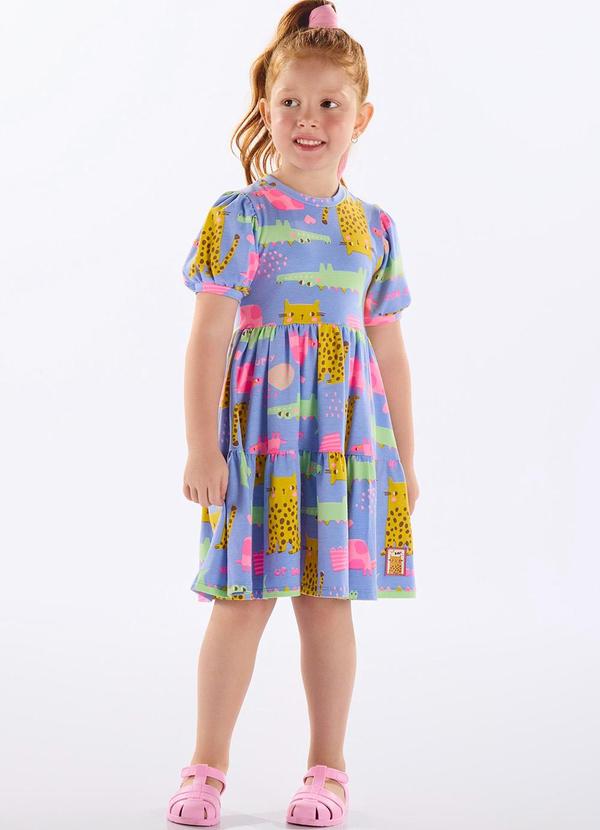 Up Baby - Vestido Infantil Cotton Estampado Azul