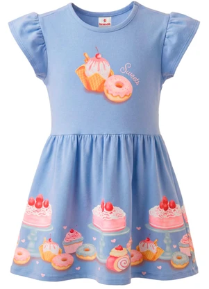 Brandili - Vestido Infantil Cotton Estampado Azul - BRANDILI
