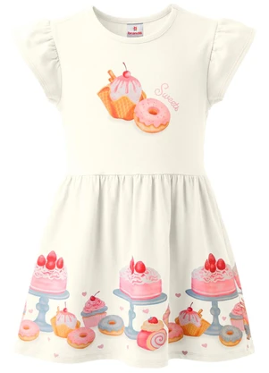 Brandili - Vestido Infantil Cotton Estampado Bege - BRANDILI