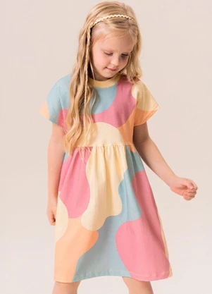 Bugbee - Vestido Infantil Cotton Estampado Multicolorido - BUGBEE