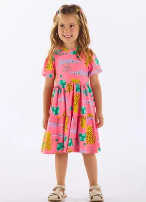 Up Baby - Vestido Infantil Cotton Estampado Rosa - UP BABY