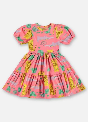 Up Baby - Vestido Infantil Cotton Estampado Rosa - UP BABY