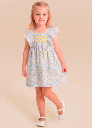 Mundi - Vestido Infantil Cotton Floral Bege - MUNDI