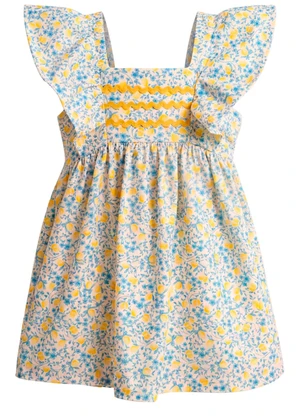 Mundi - Vestido Infantil Cotton Floral Bege - MUNDI