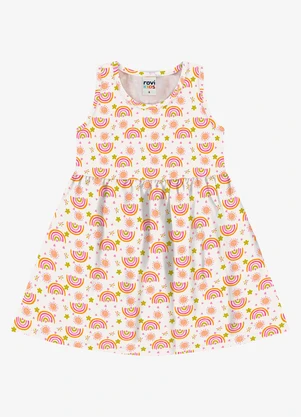 Rovi Kids - Vestido Infantil Cotton Leve Estampado Bege - ROVI KIDS