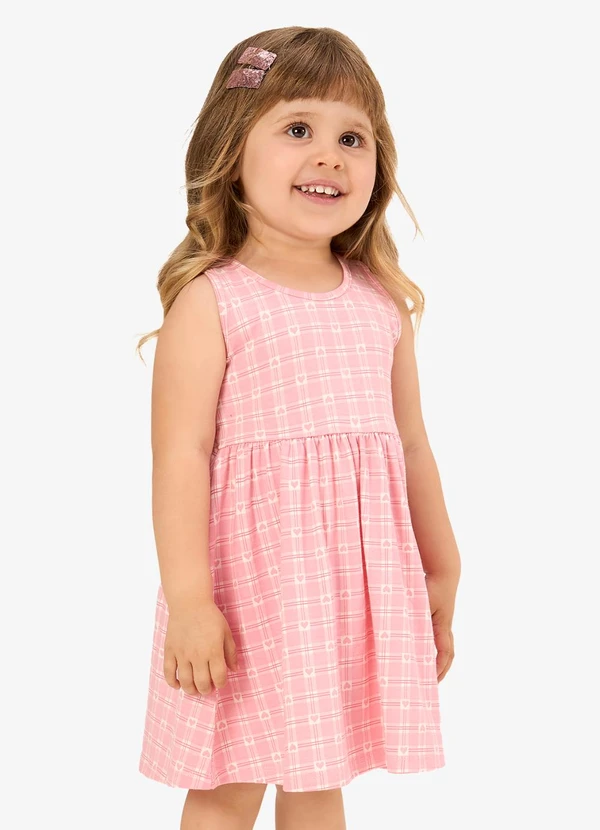 Rovi Kids - Vestido Infantil Cotton Leve Estampado Rosa