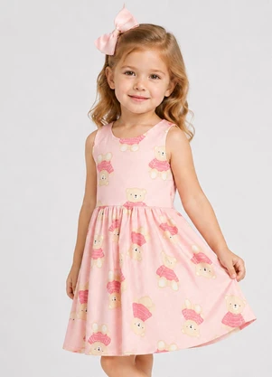 Trick Nick - Vestido Infantil Cotton Leve Estampado Rosa - TRICK NICK