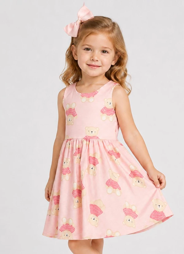 Trick Nick - Vestido Infantil Cotton Leve Estampado Rosa