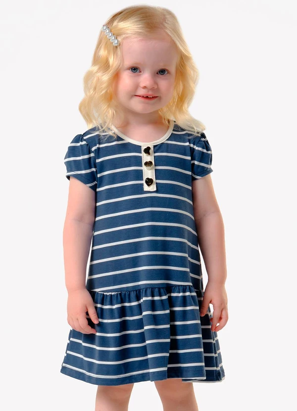 Trick Nick - Vestido Infantil Cotton Listrado Azul