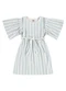 Rovi Kids - Vestido Infantil Cotton Listrado Bege - variação: Azul