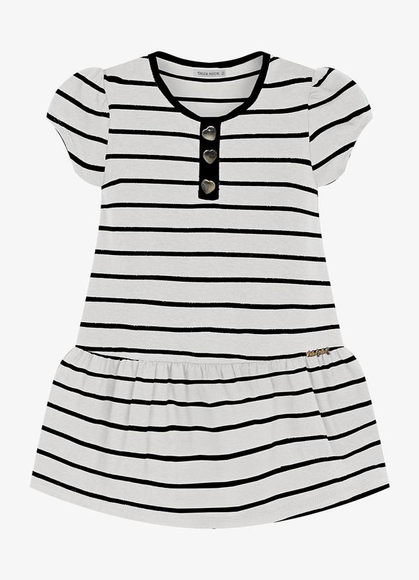 Trick Nick - Vestido Infantil Cotton Listrado Bege