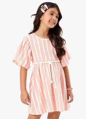 Rovi Kids - Vestido Infantil Cotton Listrado Laranja - ROVI KIDS