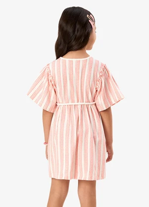 Rovi Kids - Vestido Infantil Cotton Listrado Laranja - ROVI KIDS