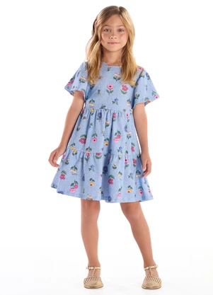 Quimby - Vestido Infantil Cotton Azul - QUIMBY
