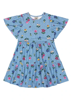Quimby - Vestido Infantil Cotton Azul - QUIMBY