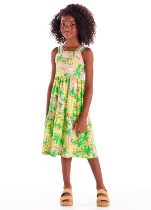 Quimby - Vestido Infantil Cotton Verde - QUIMBY