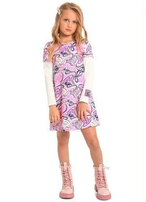 Quimby - Vestido Infantil Cotton Rosa - QUIMBY