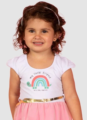 Turminha - Vestido Infantil Cotton/Tule Bran - TURMINHA