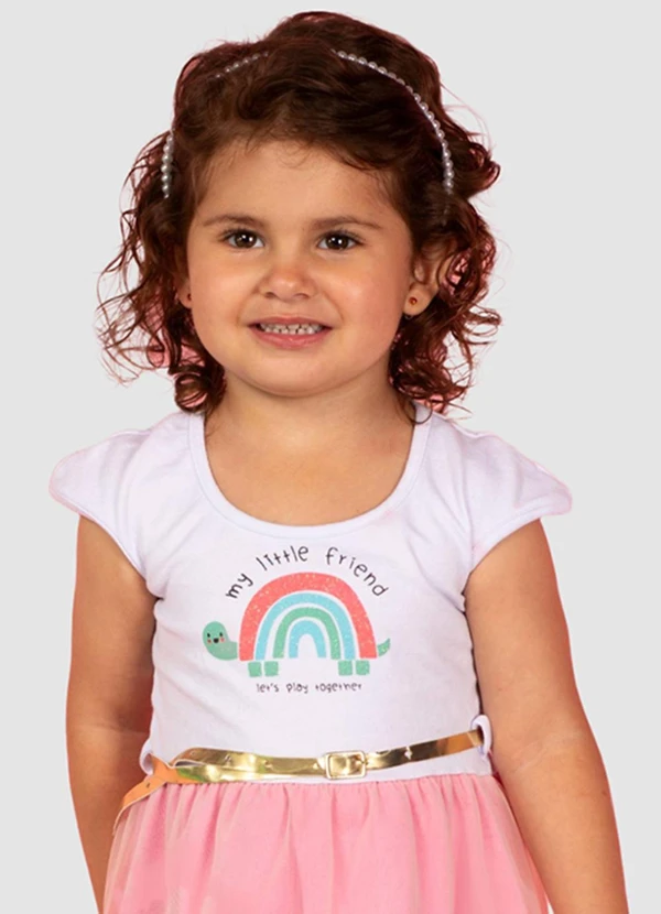 Turminha - Vestido Infantil Cotton/Tule Bran 2