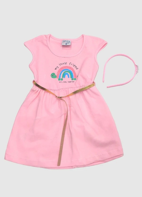 Turminha - Vestido Infantil Cotton/Tule Rosa