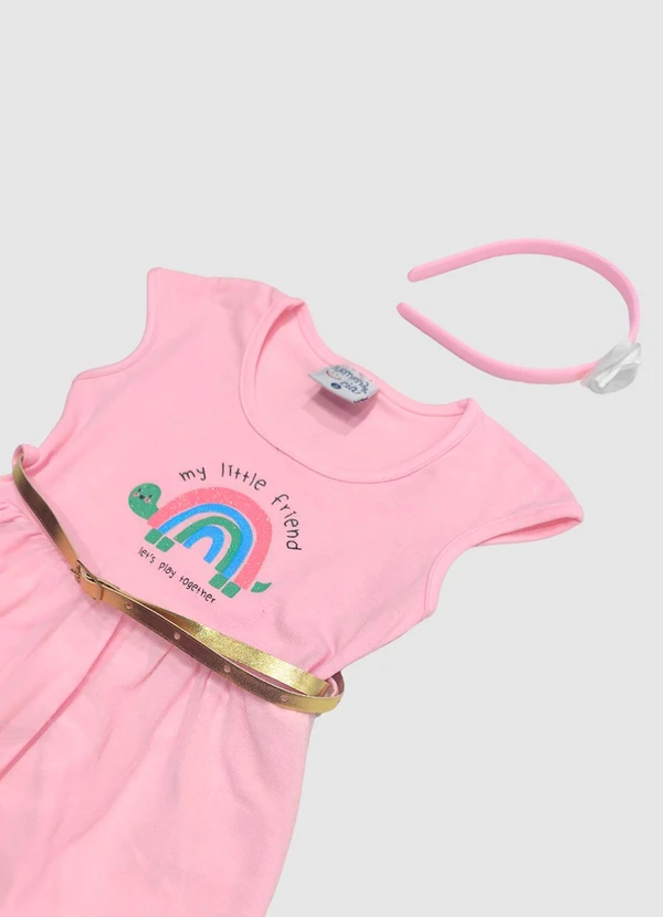 Turminha - Vestido Infantil Cotton/Tule Rosa 2
