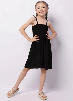 Torra - Vestido Infantil Curto Alcinha com Lastex Preto - TORRA