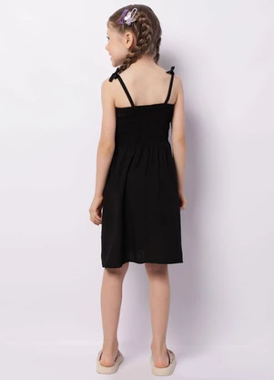 Torra - Vestido Infantil Curto Alcinha com Lastex Preto - TORRA