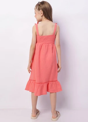 Torra - Vestido Infantil Curto Algodão Lastex Laranja - TORRA
