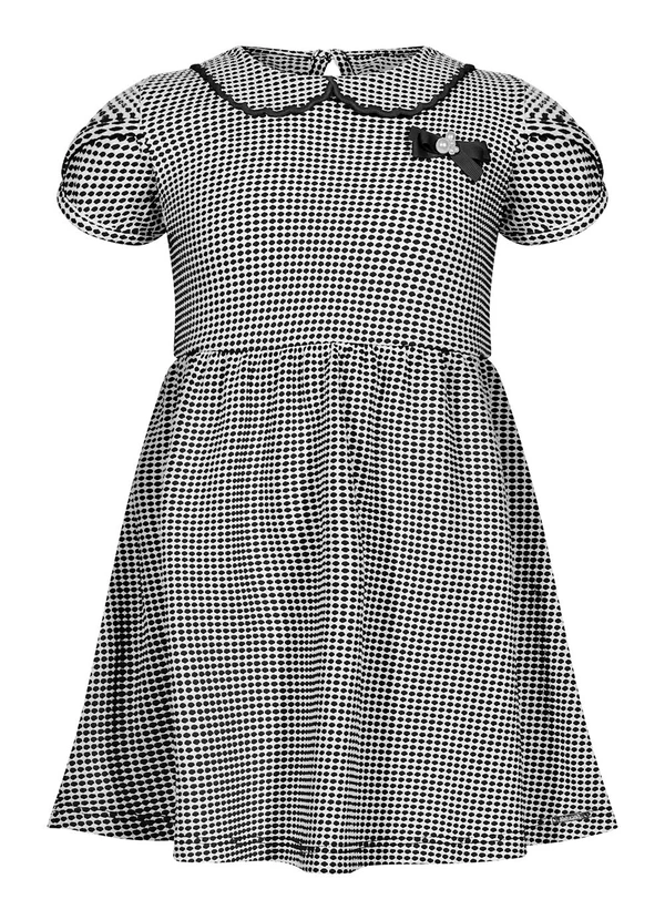 Alakazoo - Vestido Infantil Curto com Bordado e Laço Preto