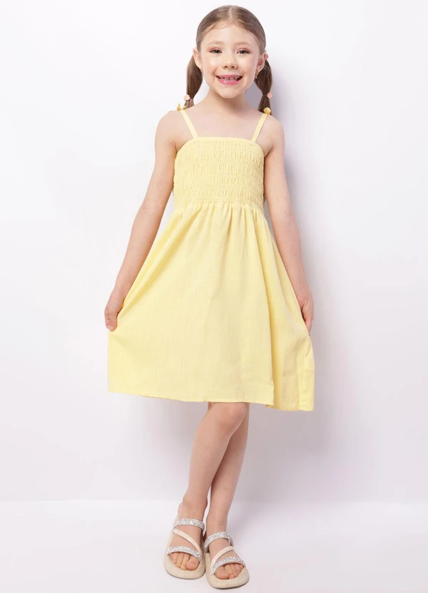 Torra - Vestido Infantil Curto Viscose Alcinha Amarelo