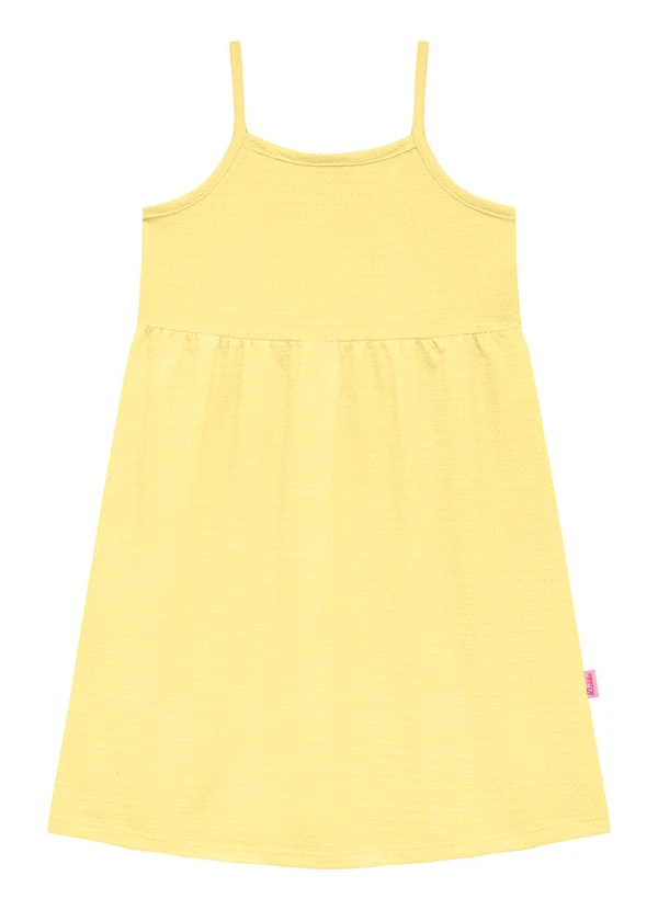 Duduka - Vestido Infantil de Alça com Etiqueta   Amarelo