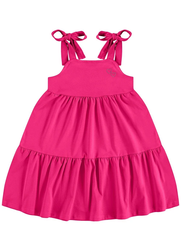 Guloseima - Vestido Infantil de Alças em Cotton Rosa
