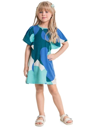 Quimby - Vestido Infantil de Corações Azul - QUIMBY