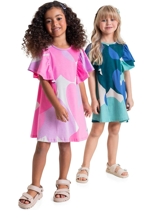 Quimby - Vestido Infantil de Corações Azul 2