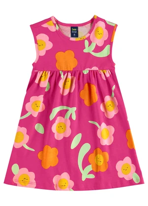 Bee Loop - Vestido Infantil de Florezinhas Rosa - BEE LOOP