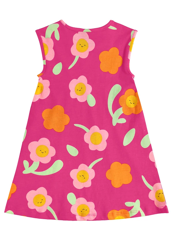 Bee Loop - Vestido Infantil de Florezinhas Rosa 2