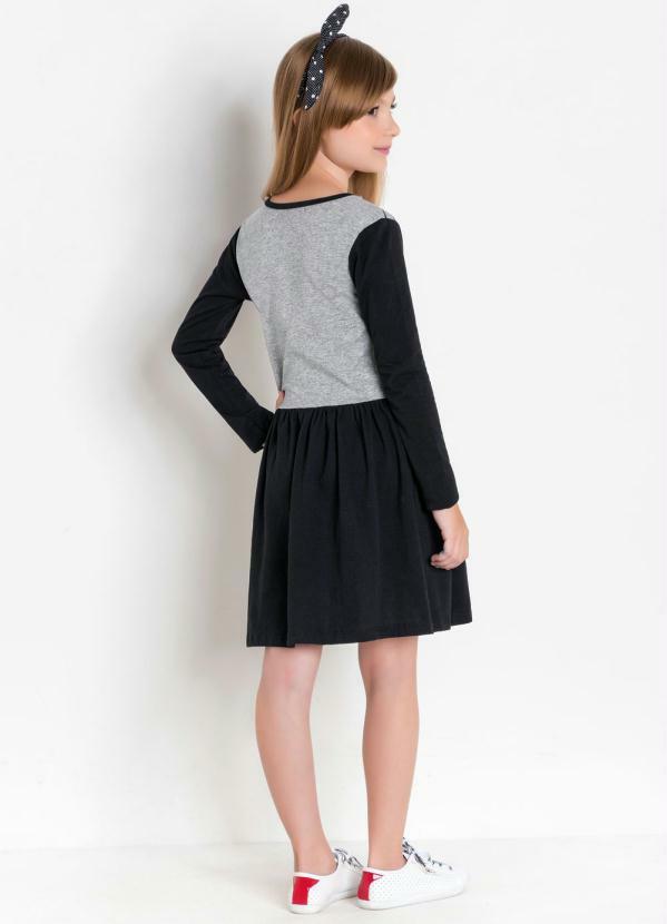 Outlet - Vestido Infantil de Manga Longa Preto e Mescla 4