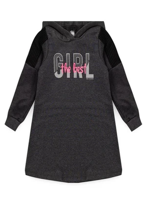Vida Costeira - Vestido Infantil de Moletom Girl Preto - VIDA COSTEIRA