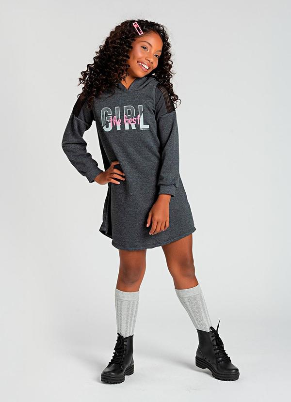 Vida Costeira - Vestido Infantil de Moletom Girl Preto